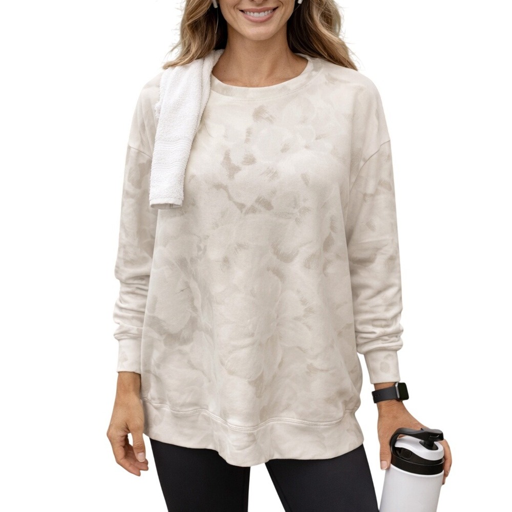Athleta Chakra Floral Bluff Long Sleeve Balance Printed Pullover Sweatshirt Sz L